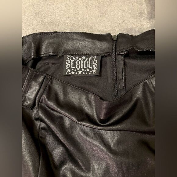 Vintage Y2K Serious LA Black Bondage Top and Skirt Set Sz Small - Picture 6 of 14